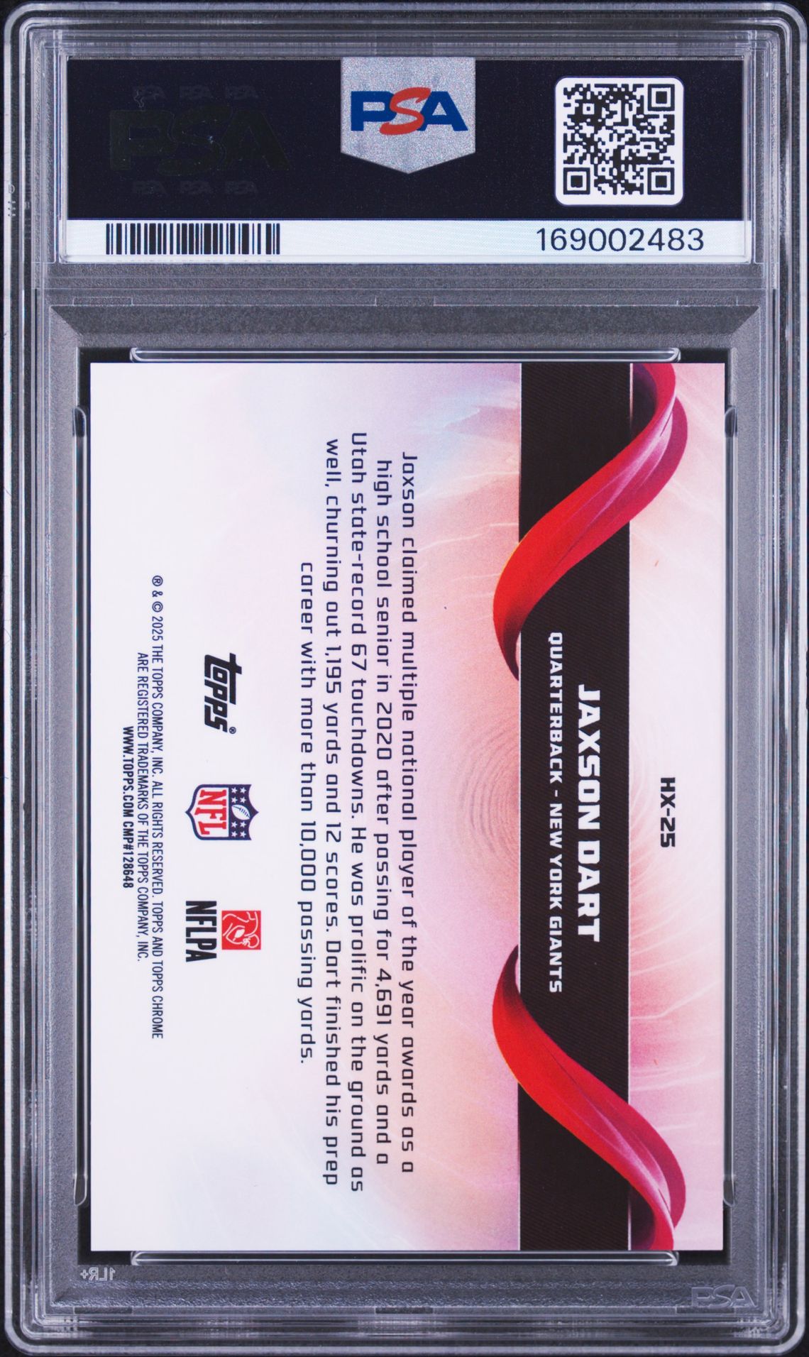 2025 Topps Chrome Helix Jaxson Dart #25 Gem Mt 10 back