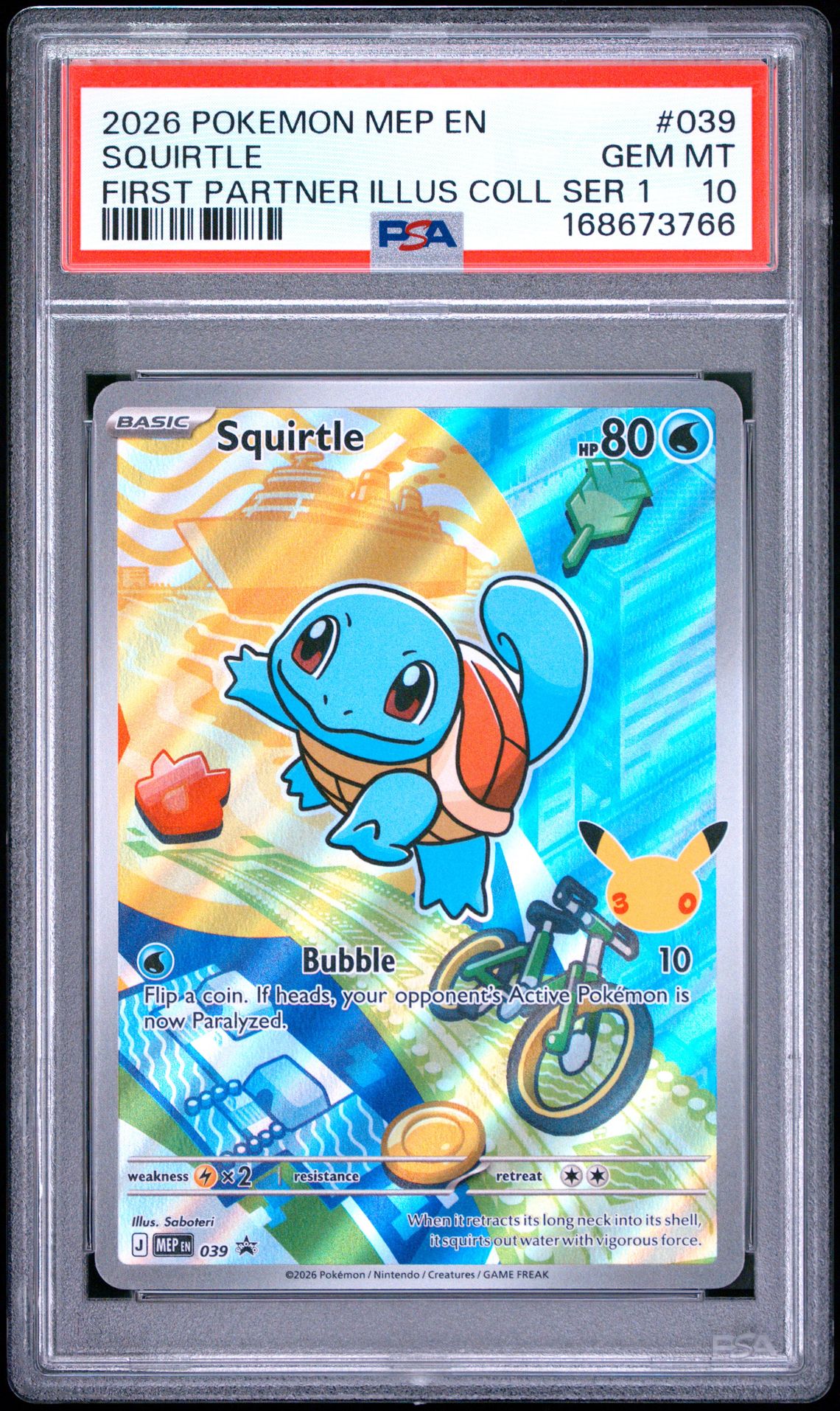 2026 Pokemon Mep En-Me Black Star Promo Squirtle #039 (First Partner Illus Coll Ser 1) Gem Mt 10 front