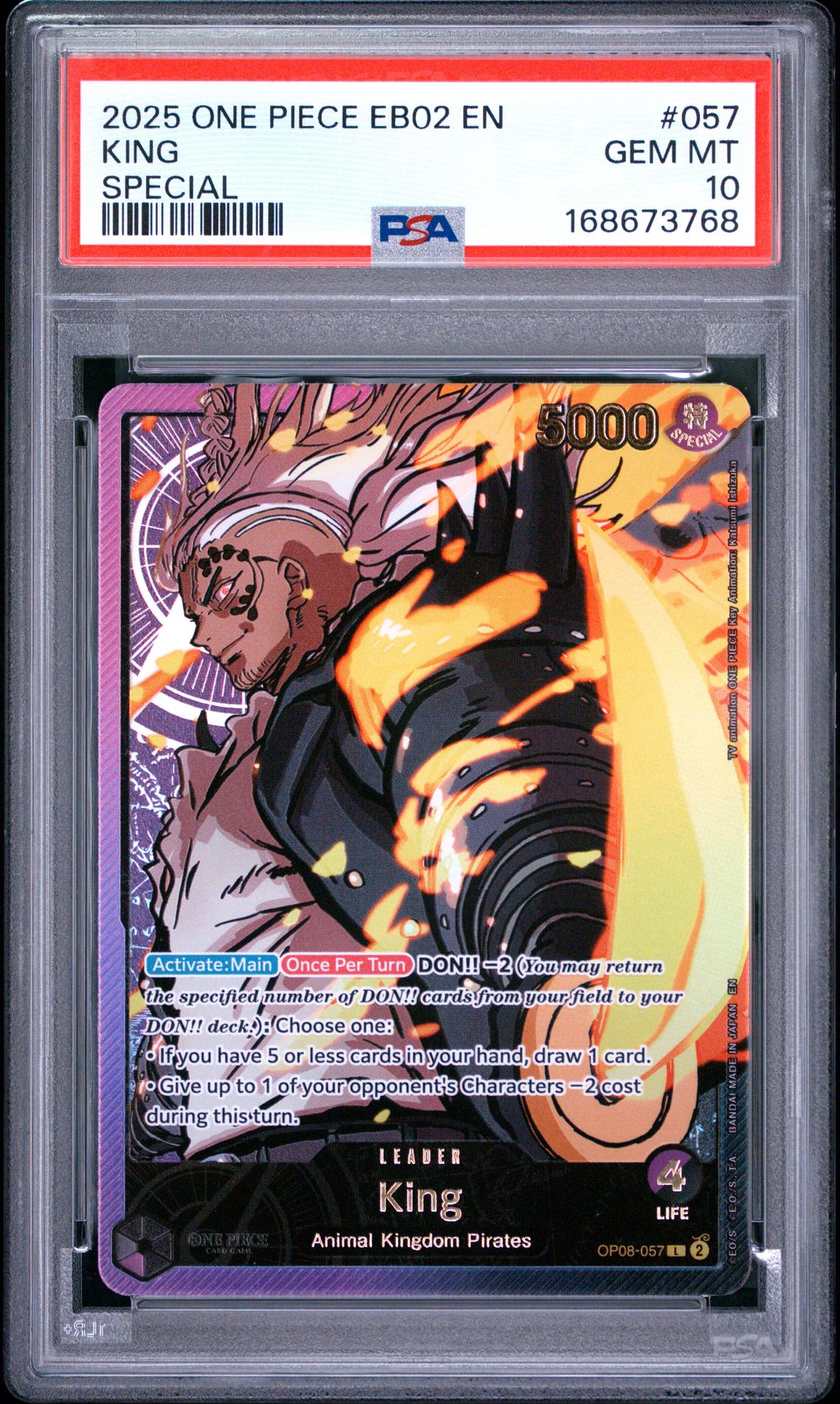 2025 One Piece Eb02-Extra Booster -Anime 25Th Collection- King #057 (Special) Gem Mt 10 front