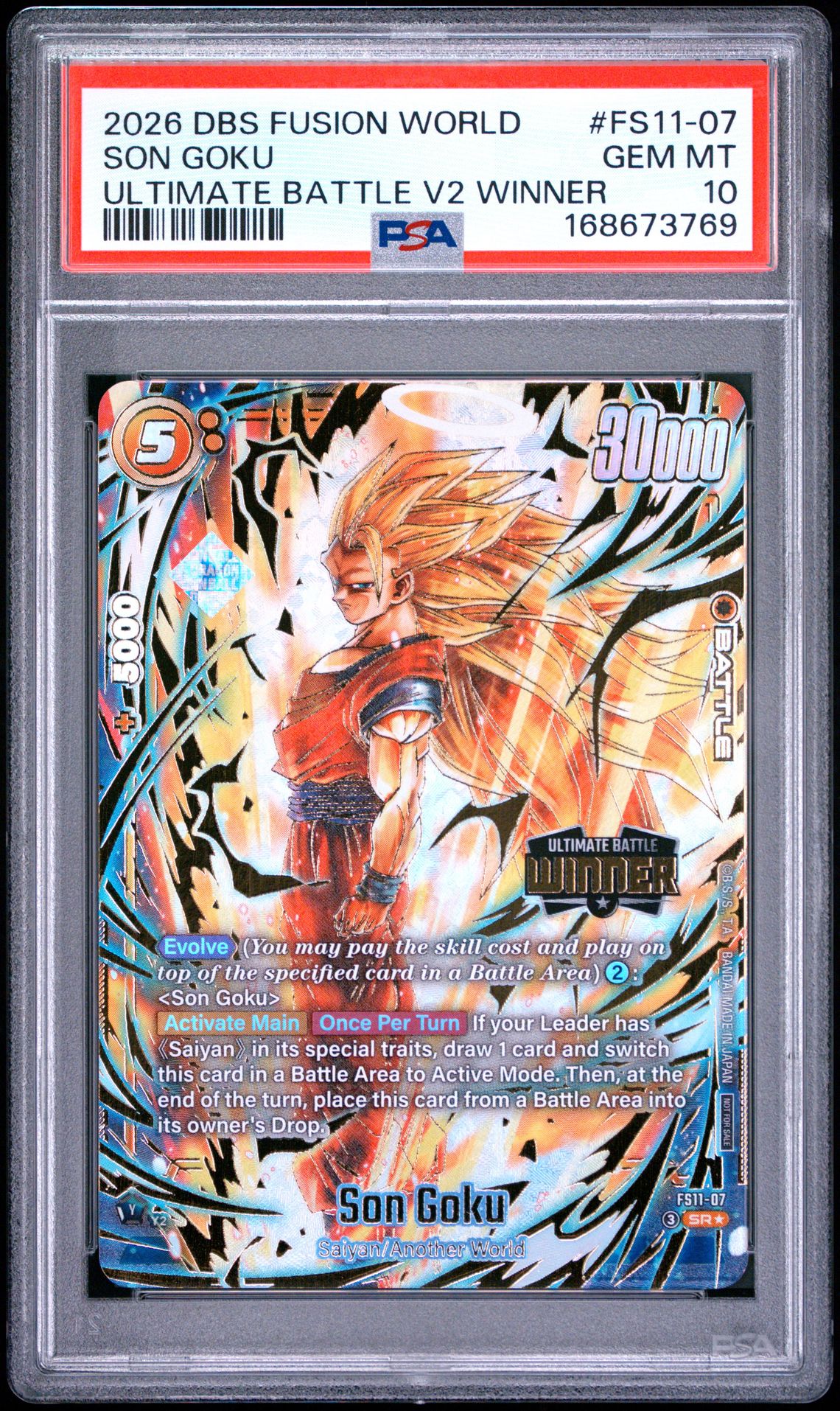2026 Dragon Ball Super Card Game Fusion World Ultimate Battle Vol.2 Winner Prize Son Goku #Fs11-07 (Ultimate Battle V2 Winner) Gem Mt 10 front