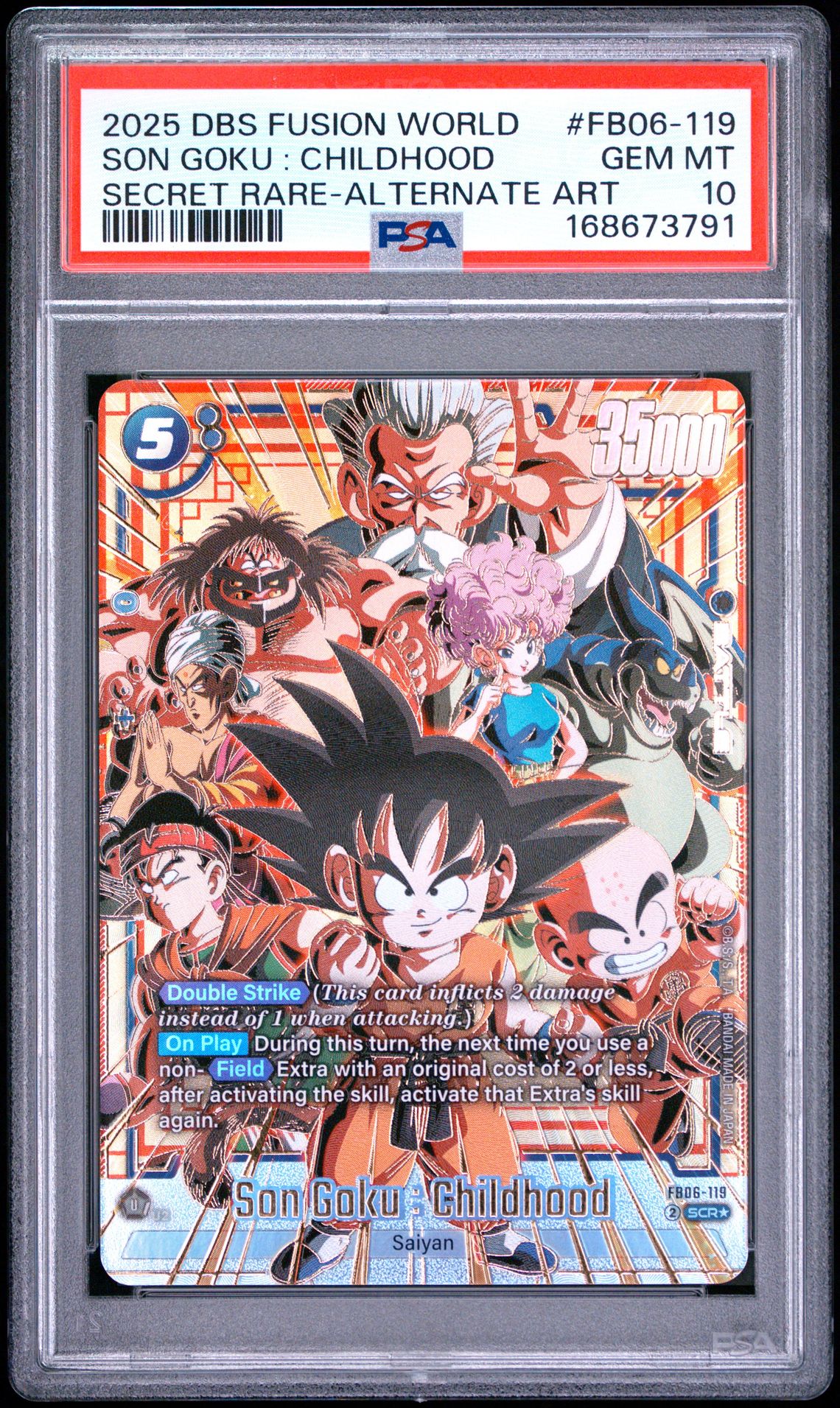 2025 Dragon Ball Super Card Game Fusion World Rivals Clash Son Goku : Childhood #Fb06-119 (Secret Rare-Alternate Art) Gem Mt 10 front view - PSA graded GEM MT 10