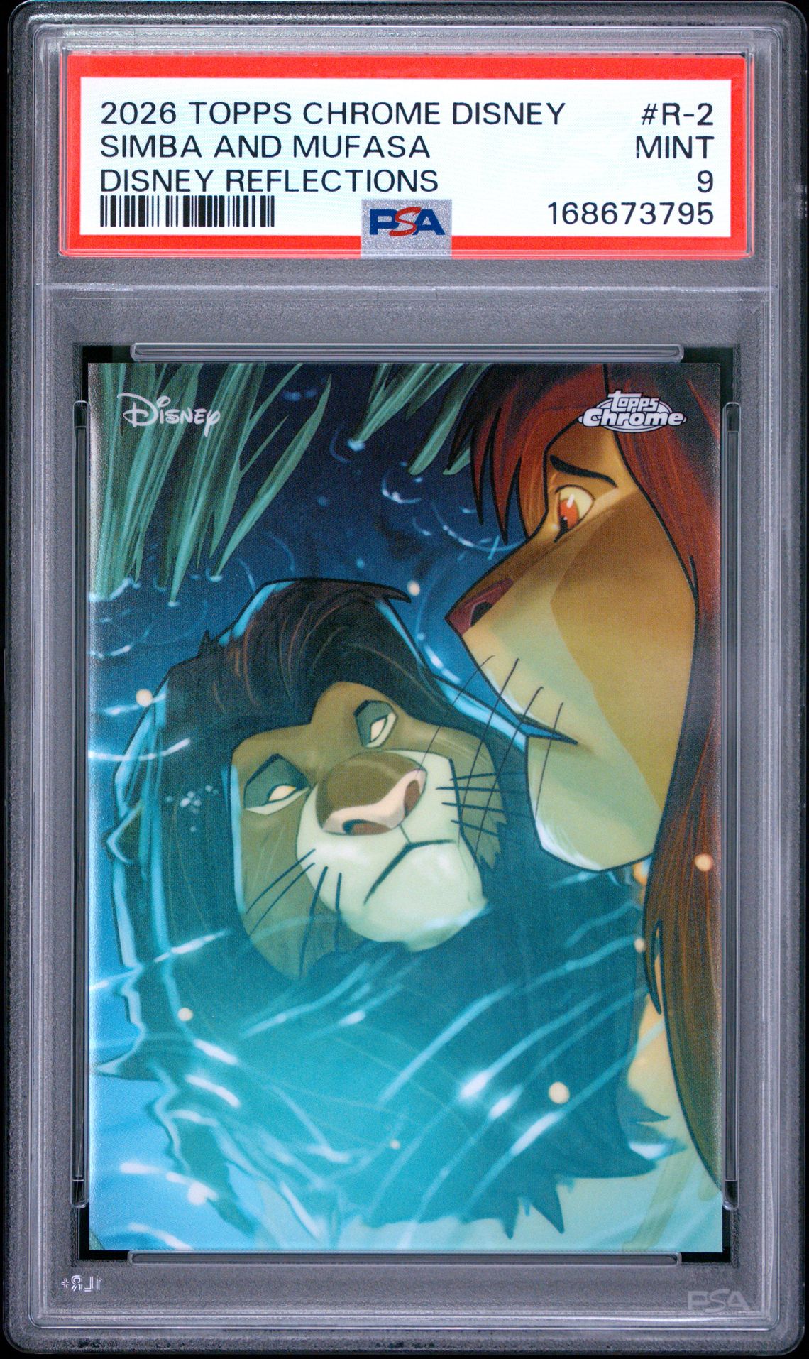 2026 Topps Chrome Disney Reflections Simba And Mufasa #R-2 Mint 9 front