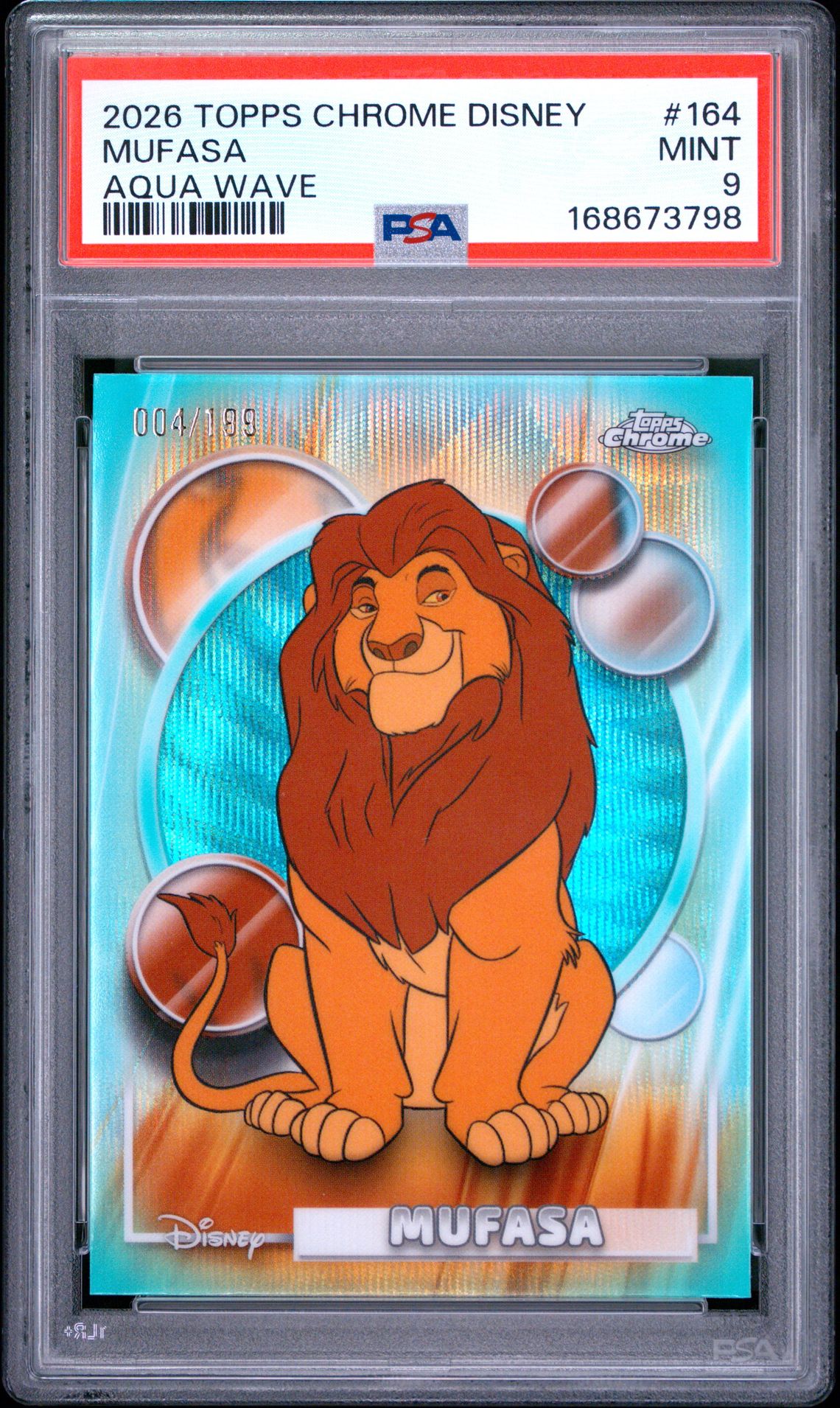 2026 Topps Chrome Disney Mufasa #164 (Aqua Wave) Mint 9 front