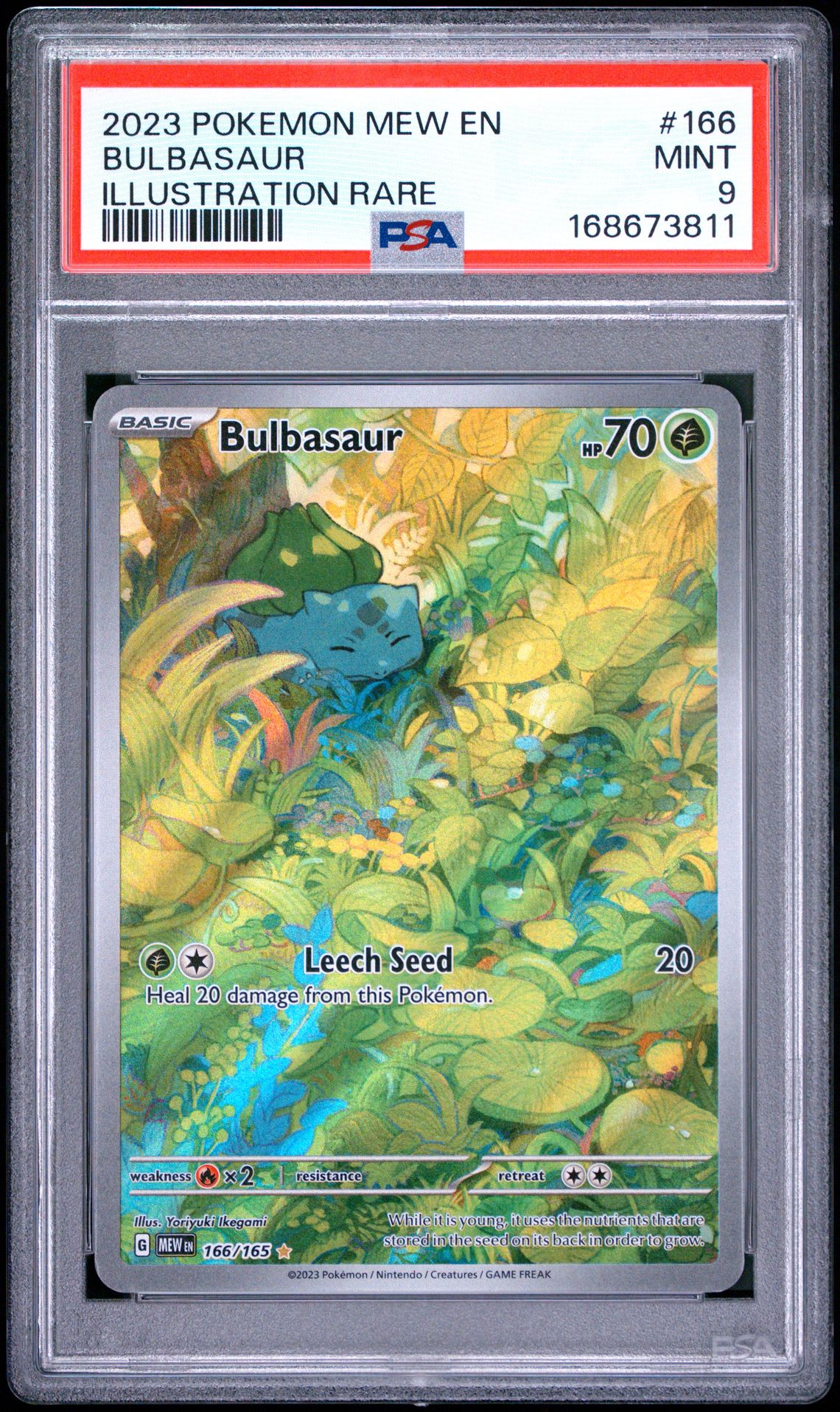 2023 Pokemon Mew En-151 Bulbasaur #166 (Illustration Rare) Mint 9 front