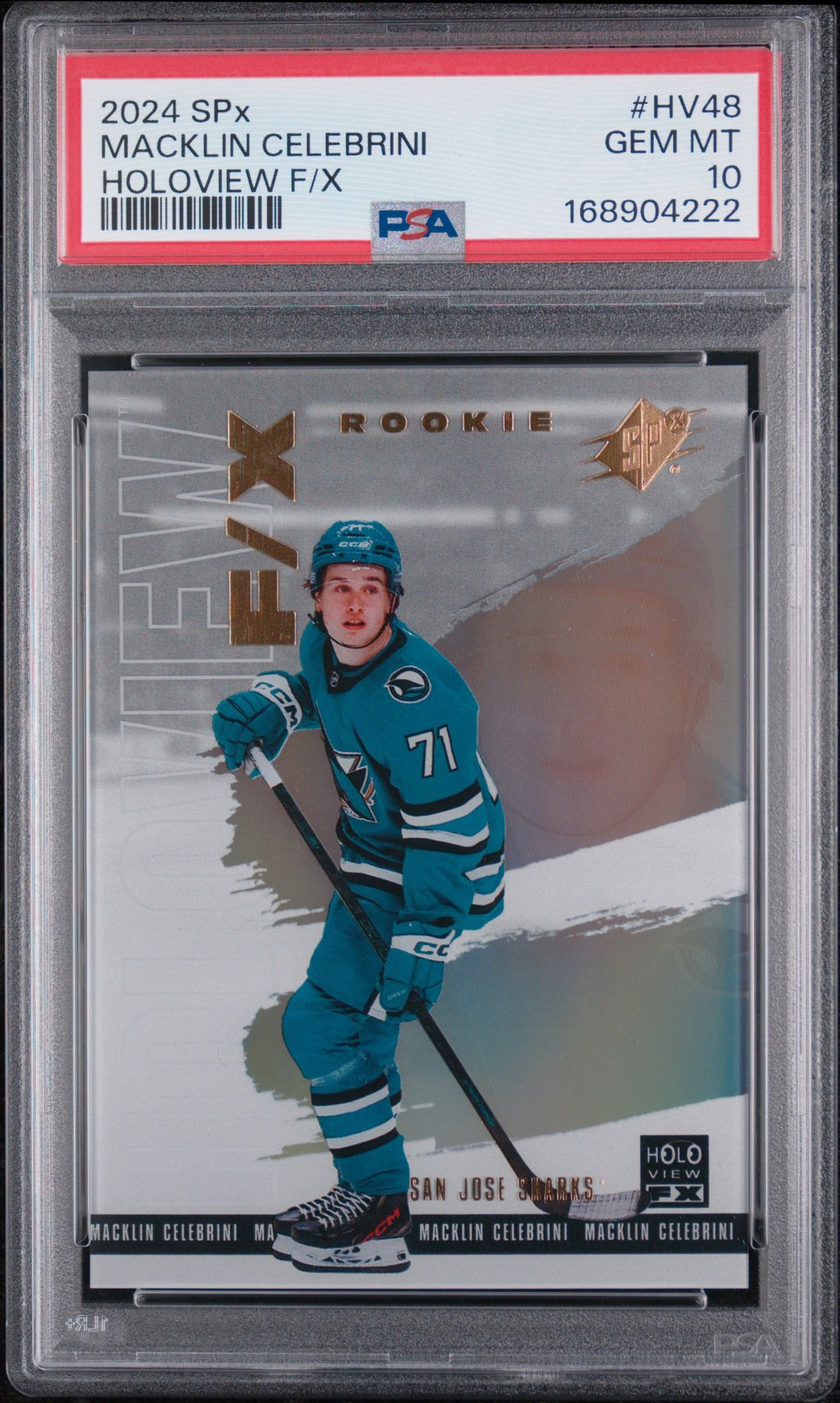 2024 Spx Holoview F/X Macklin Celebrini #Hv48 Gem Mt 10 front