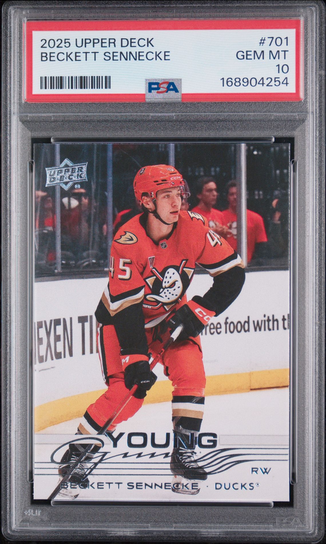 2025 Upper Deck Beckett Sennecke #701 Gem Mt 10 front view - PSA graded GEM MT 10
