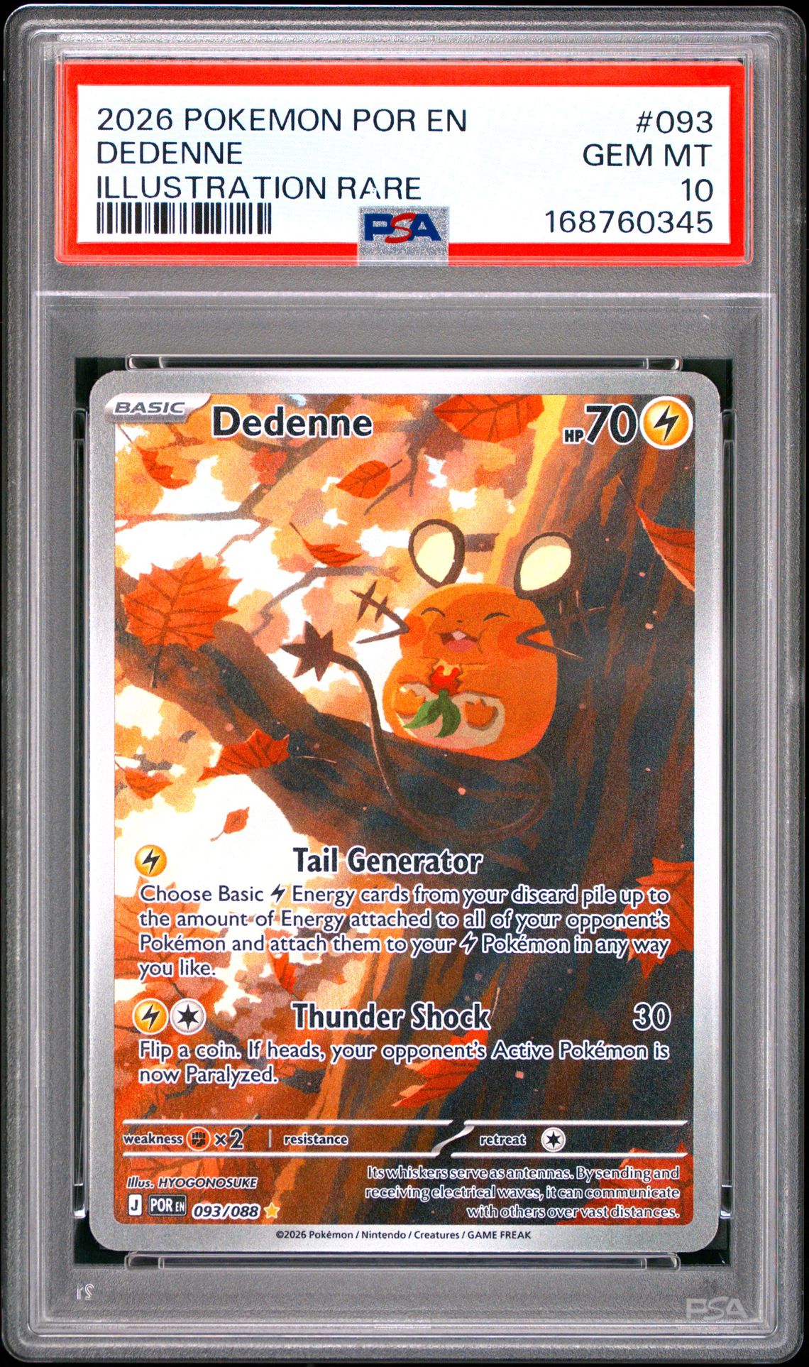 2026 POKEMON POR EN-PERFECT ORDER DEDENNE ILLUSTRATION RARE 093 GEM MT 10 front