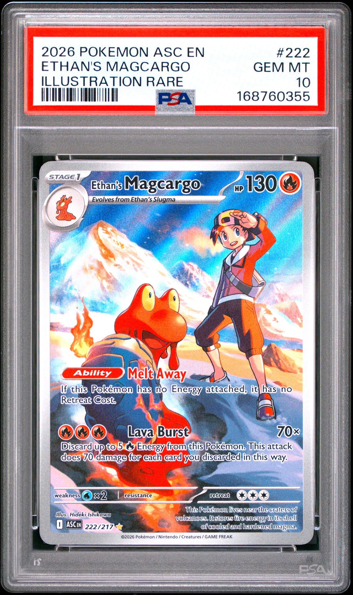 2026 POKEMON ASC EN-ASCENDED HEROES ETHAN'S MAGCARGO ILLUSTRATION RARE 222 GEM MT 10 front