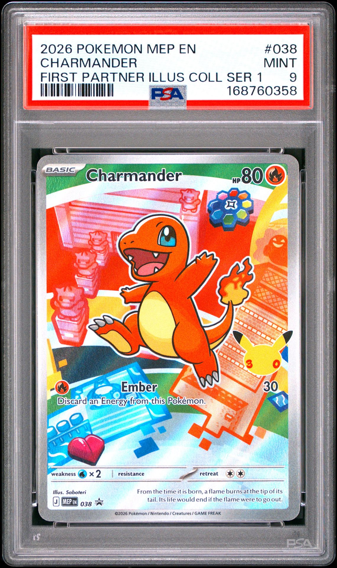 2026 Pokemon Mep En-Me Black Star Promo Charmander #038 (First Partner Illus Coll Ser 1) Mint 9 front