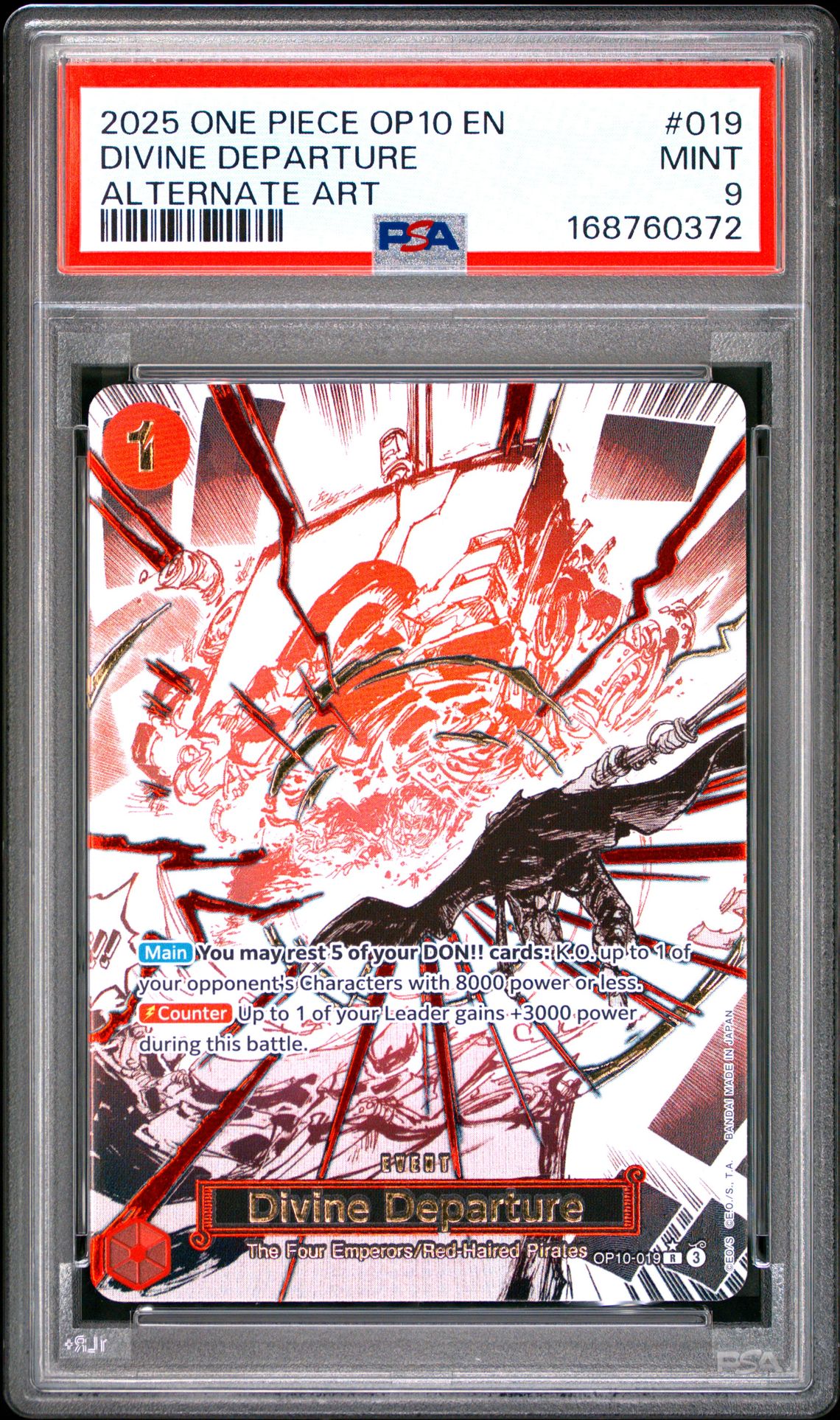 2025 One Piece Op10-Royal Blood Divine Departure #019 (Alternate Art) Mint 9 front