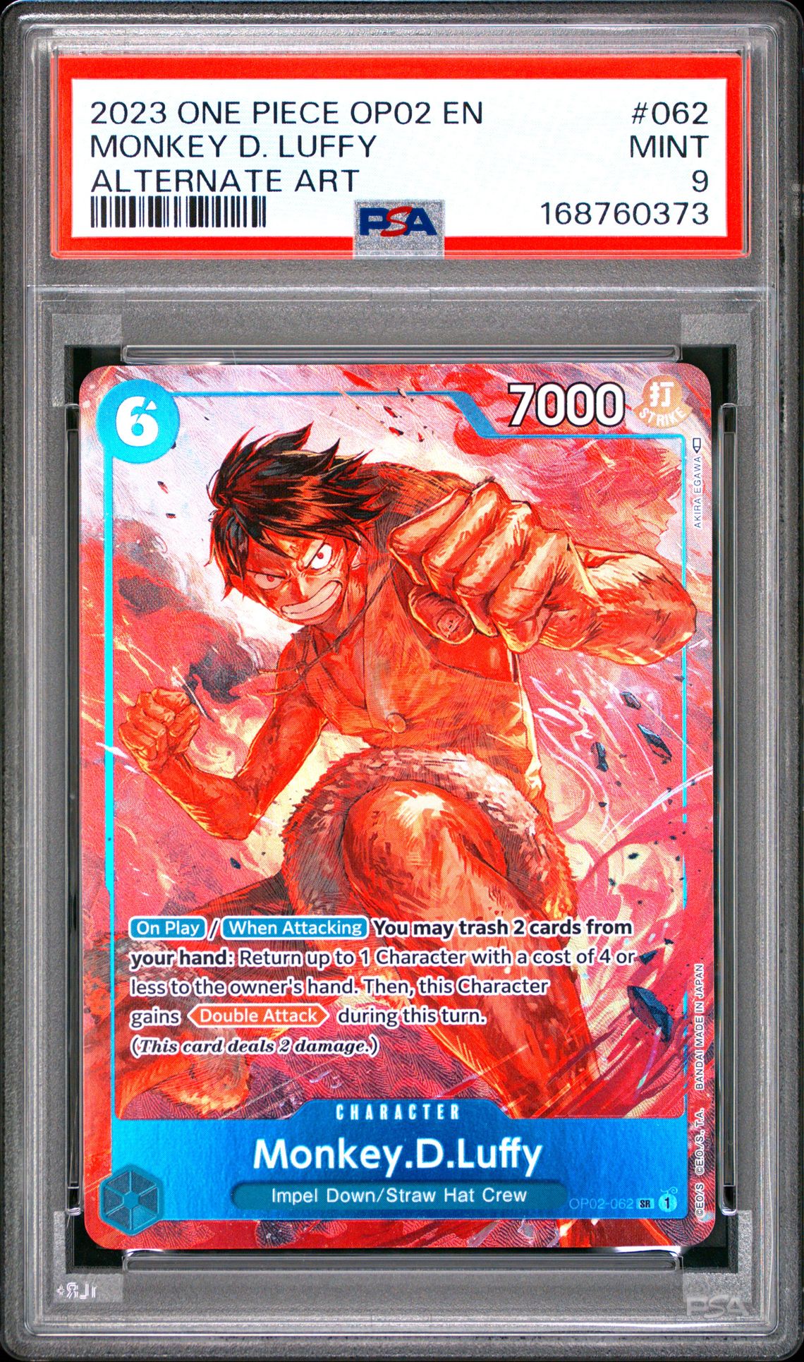 2023 One Piece Op02-Paramount War Monkey D. Luffy #062 (Alternate Art) Mint 9 front