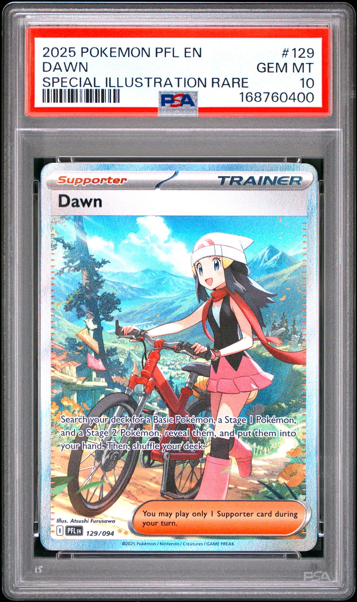 2025 Pokemon Pfl En-Phantasmal Flames Dawn #129 (Special Illustration Rare) Gem Mt 10 front view - PSA graded GEM MT 10