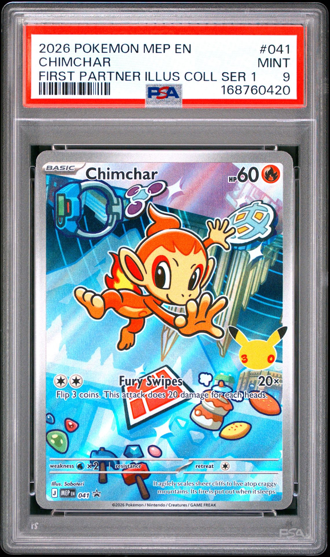 2026 Pokemon Mep En-Me Black Star Promo Chimchar #041 (First Partner Illus Coll Ser 1) Mint 9 front