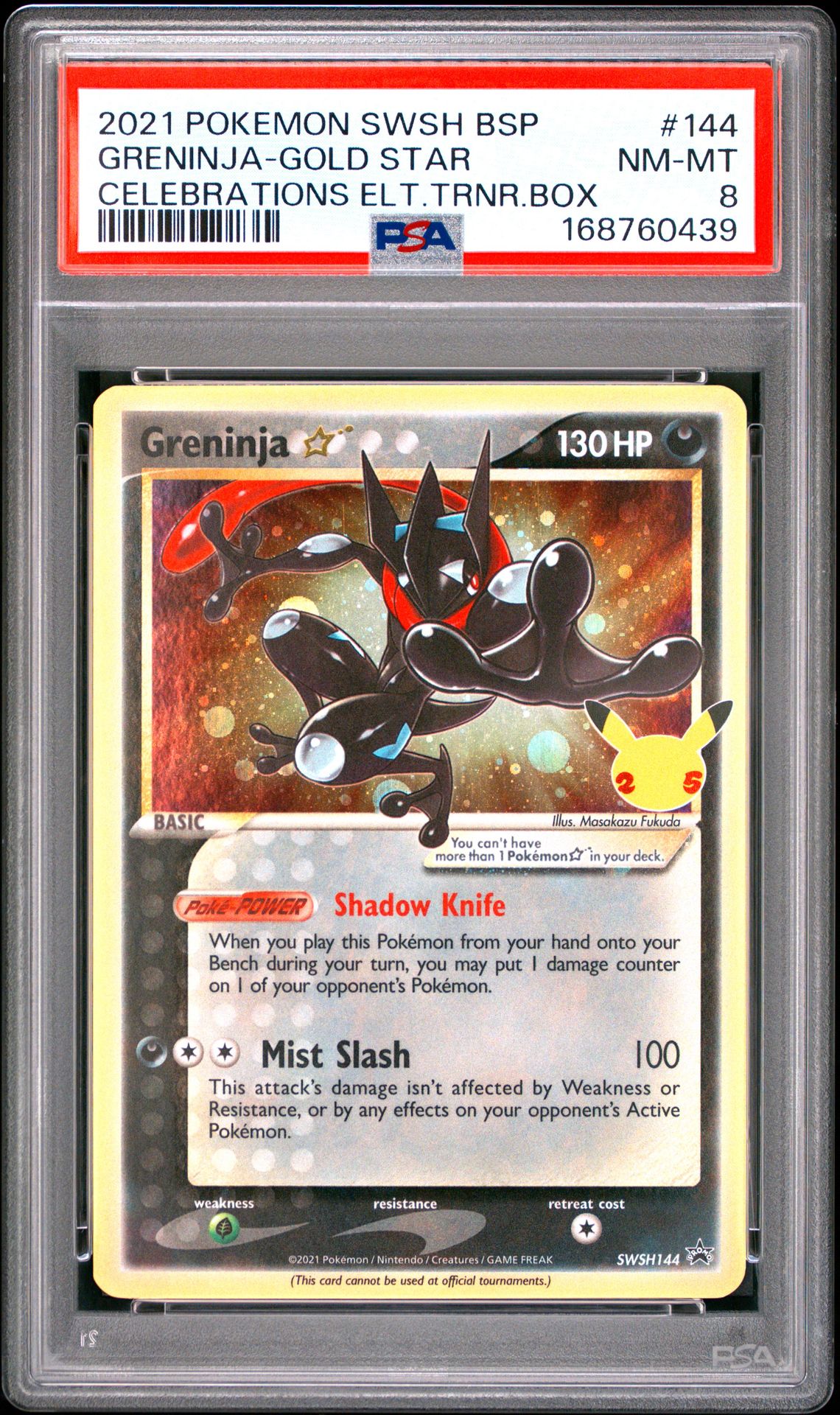 2021 Pokemon Swsh Black Star Promo Greninja-Gold Star #144 (Celebrations Elt.trnr.box) Nm-Mt 8 front