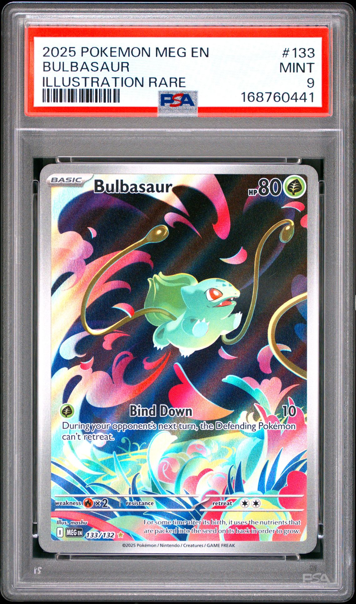 2025 Pokemon Meg En-Mega Evolution Bulbasaur #133 (Illustration Rare) Mint 9 front
