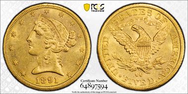 1891-CC $5 MS62