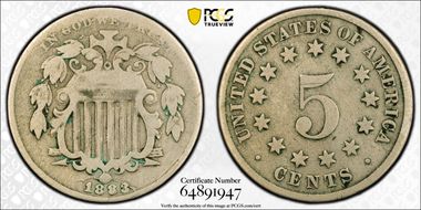 1883/2 5C Shield, Overdate, FS-302 G6