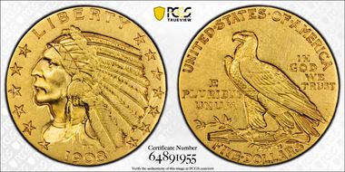 1908 $5 Indian N1