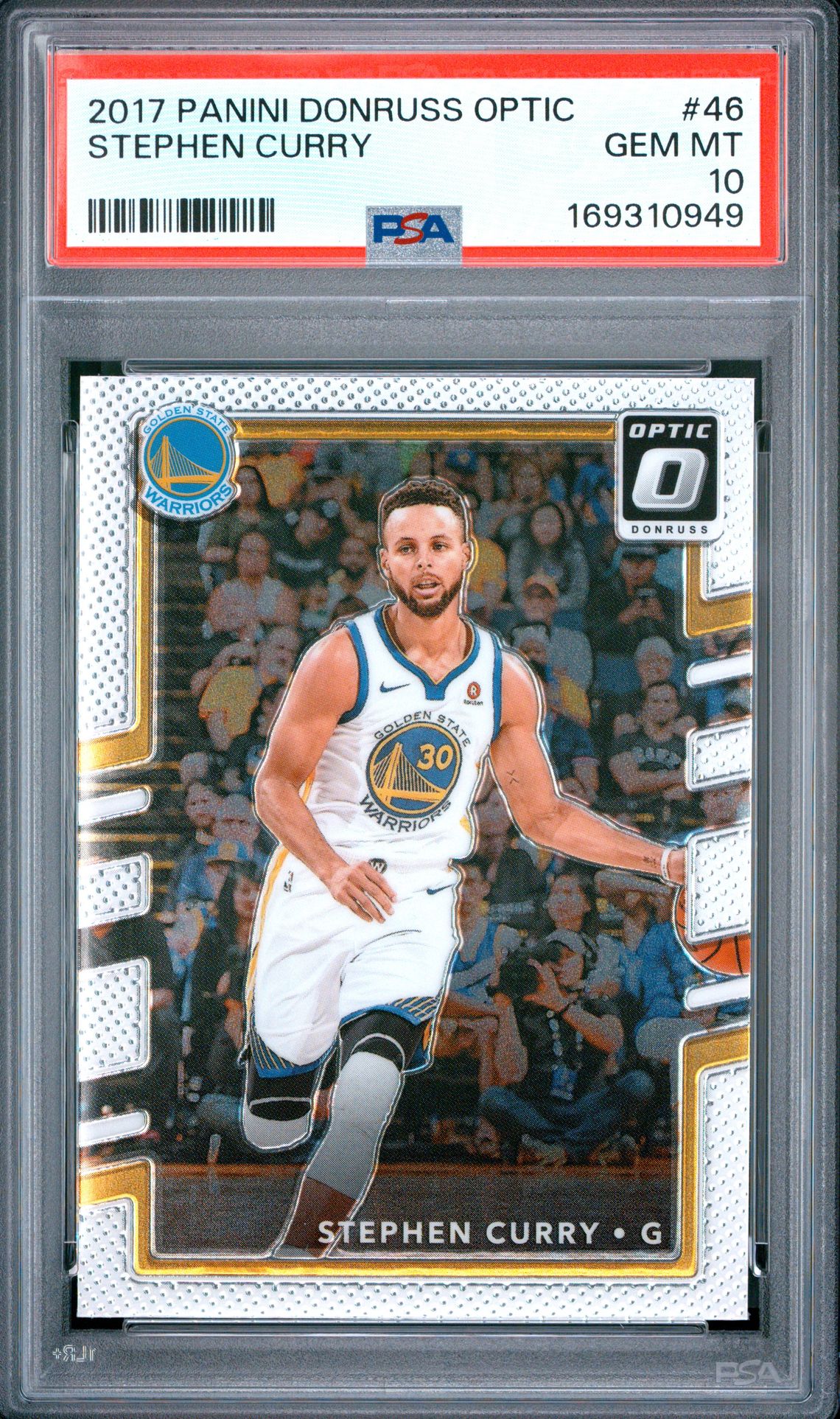 2017 Panini Donruss Optic Stephen Curry #46 Gem Mt 10 front view - PSA graded GEM MT 10