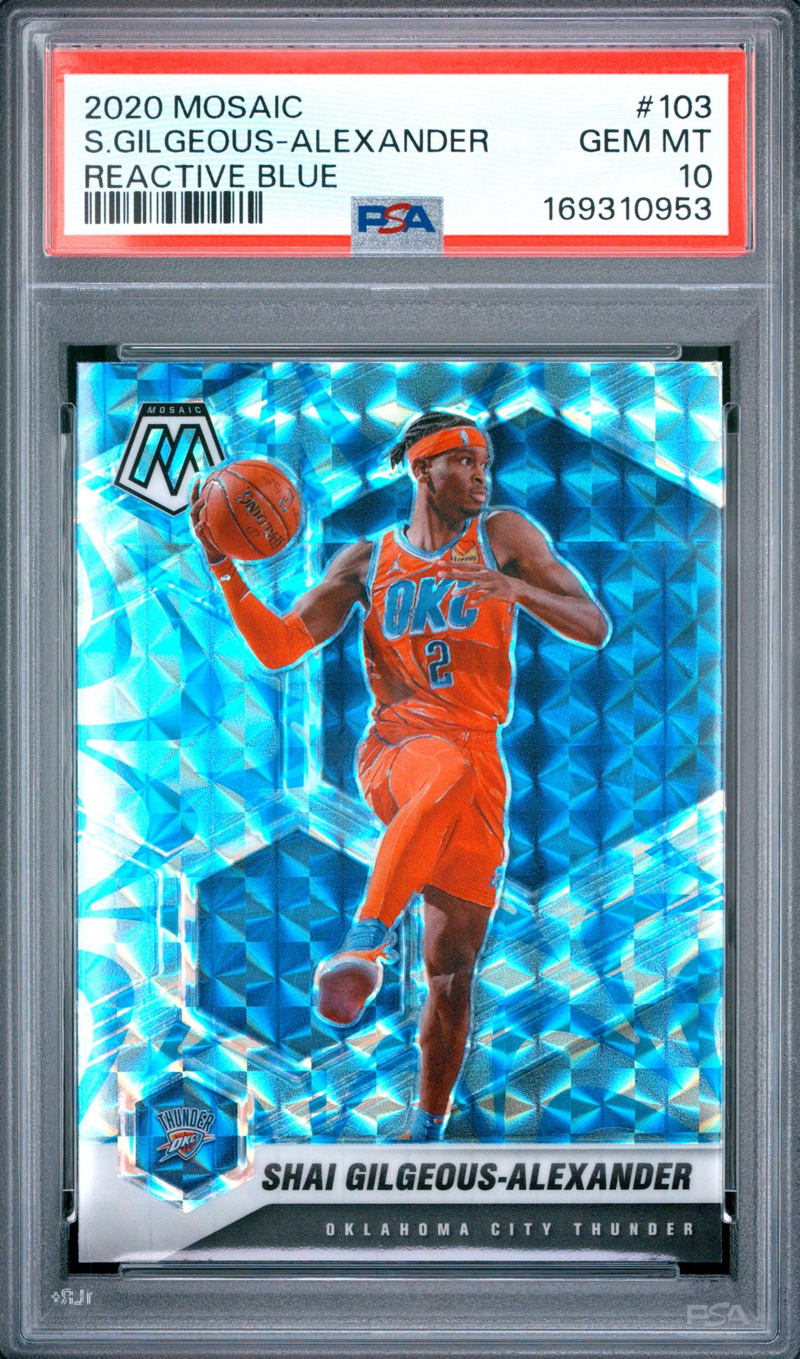 2020 Panini Mosaic S.gilgeous-Alexander #103 (Reactive Blue) Gem Mt 10 front view - PSA graded GEM MT 10
