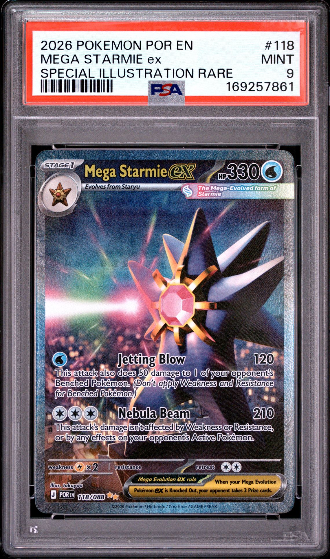 2026 Pokemon Por En-Perfect Order Mega Starmie Ex #118 (Special Illustration Rare) Mint 9 front
