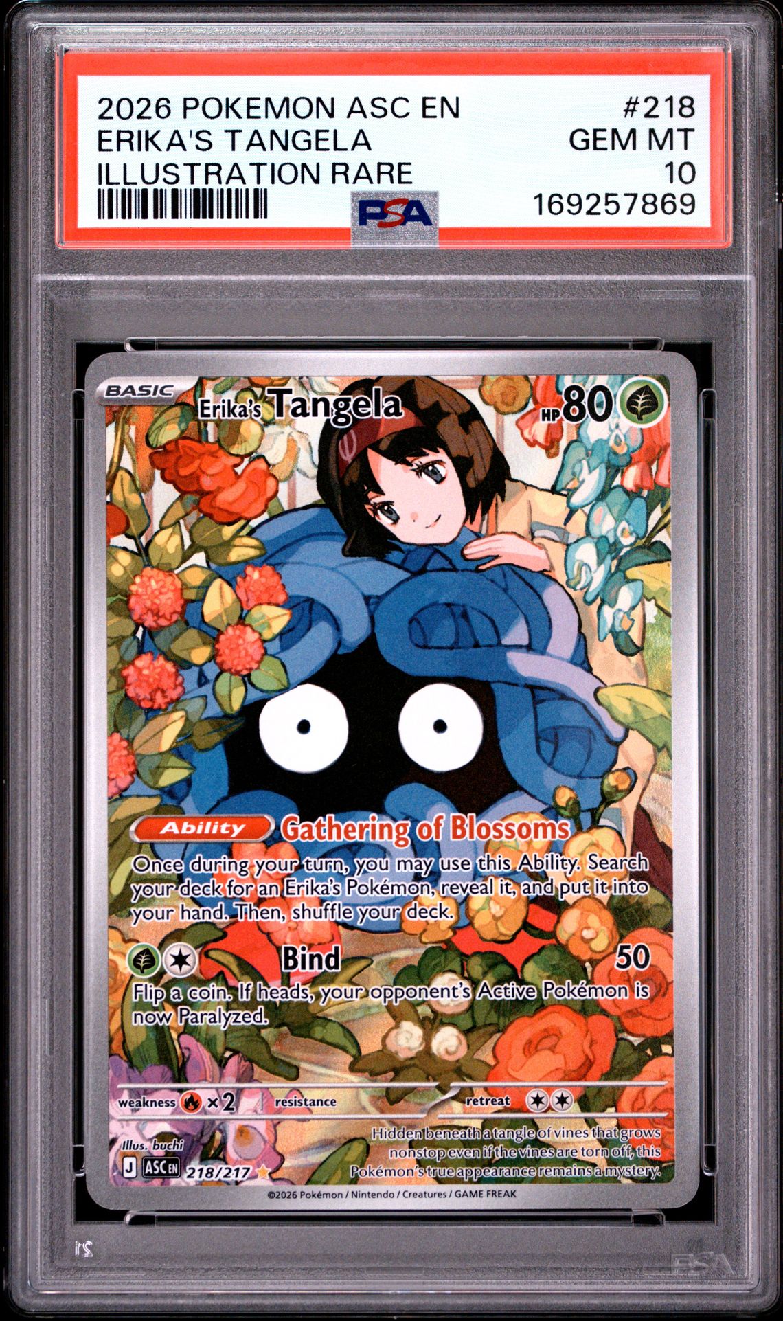2026 Pokemon Asc En-Ascended Heroes Erika's Tangela #218 (Illustration Rare) Gem Mt 10 front