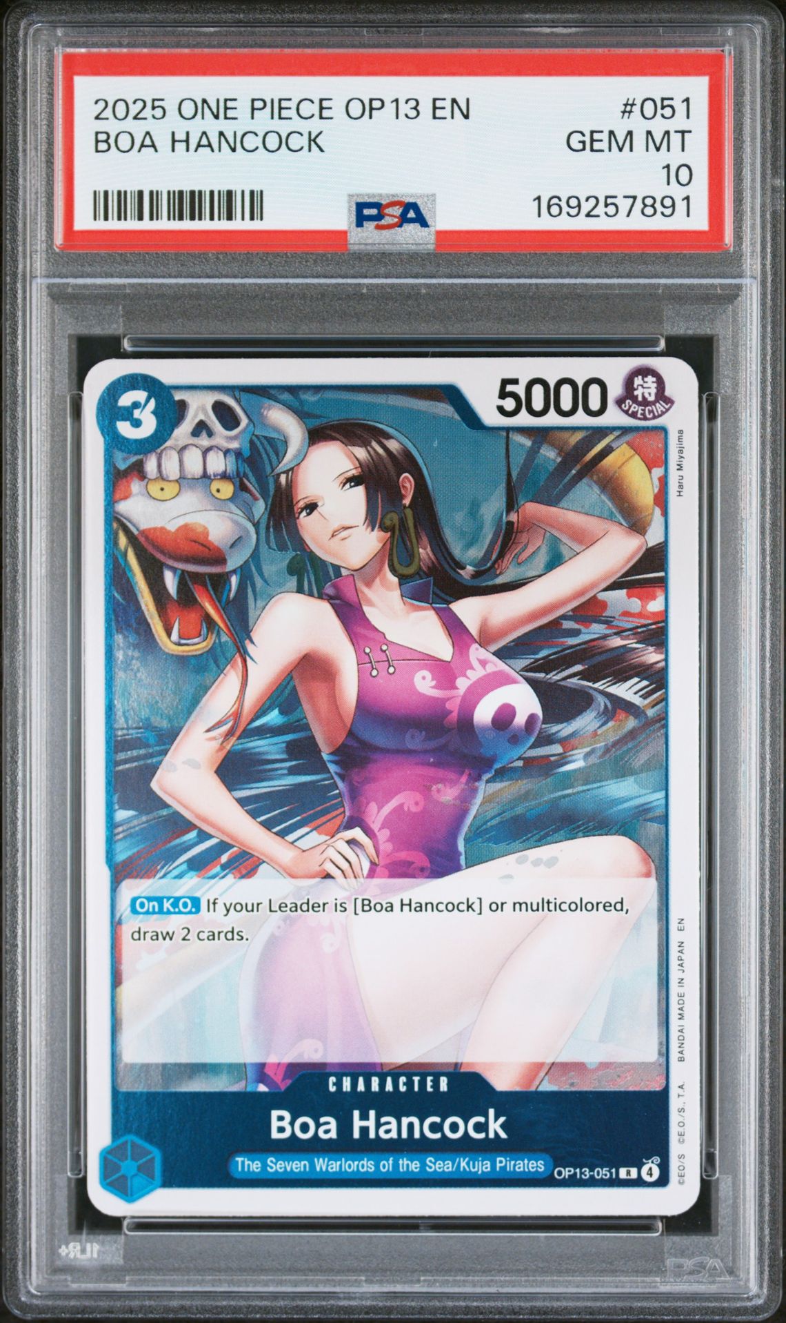2025 One Piece Op13-Carrying On His Will Boa Hancock #051 Gem Mt 10 front view - PSA graded GEM MT 10