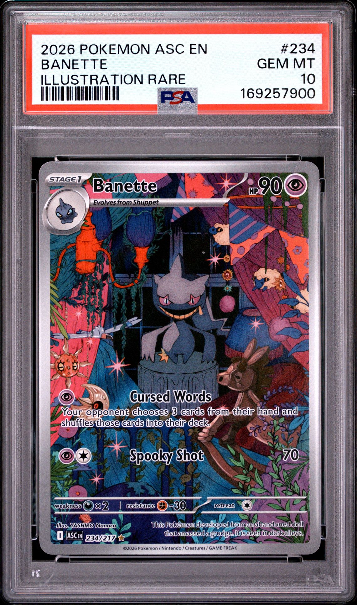 2026 Pokemon Asc En-Ascended Heroes Banette #234 (Illustration Rare) Gem Mt 10 front view - PSA graded GEM MT 10