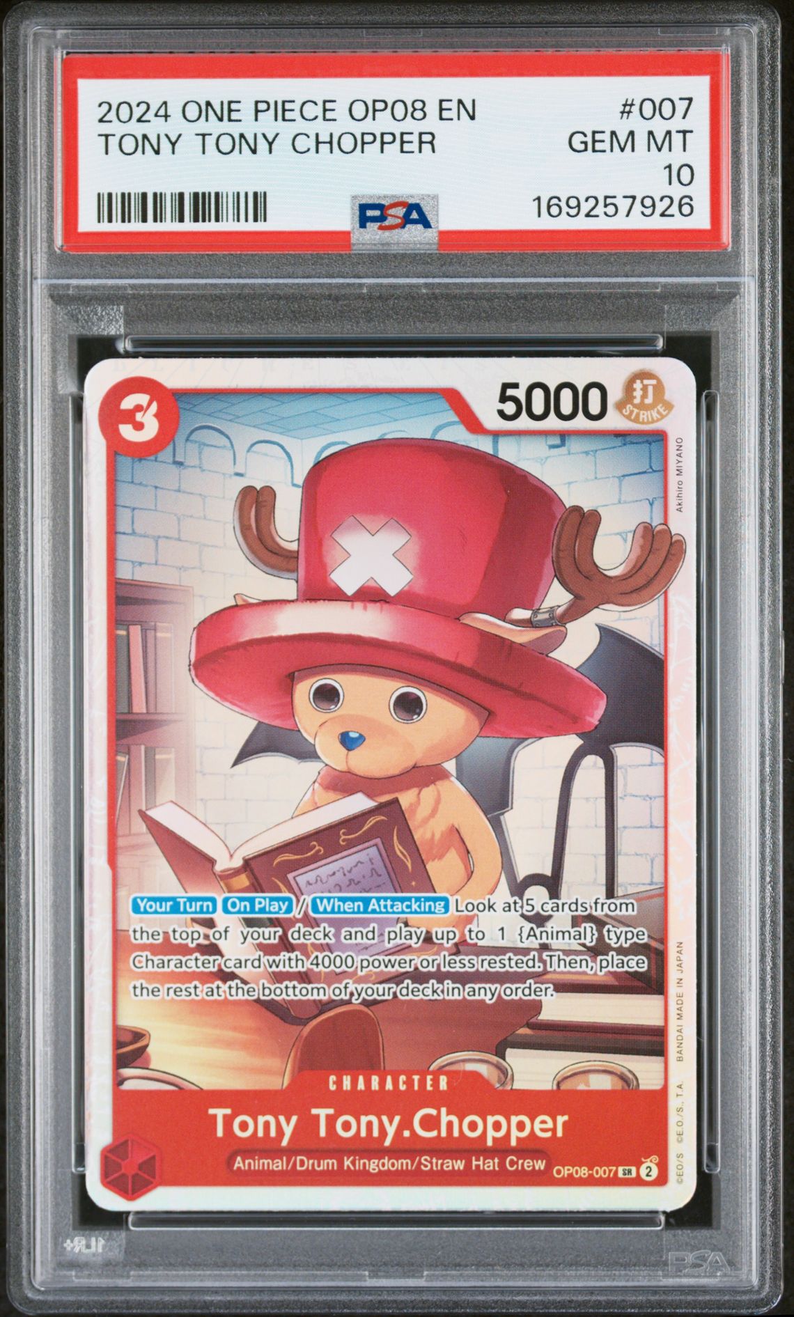 2024 One Piece Op08-Two Legends Tony Tony Chopper #007 Gem Mt 10 front view - PSA graded GEM MT 10