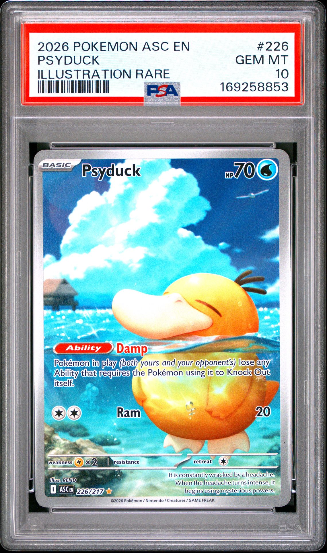 2026 Pokemon Asc En-Ascended Heroes Psyduck #226 (Illustration Rare) Gem Mt 10 front