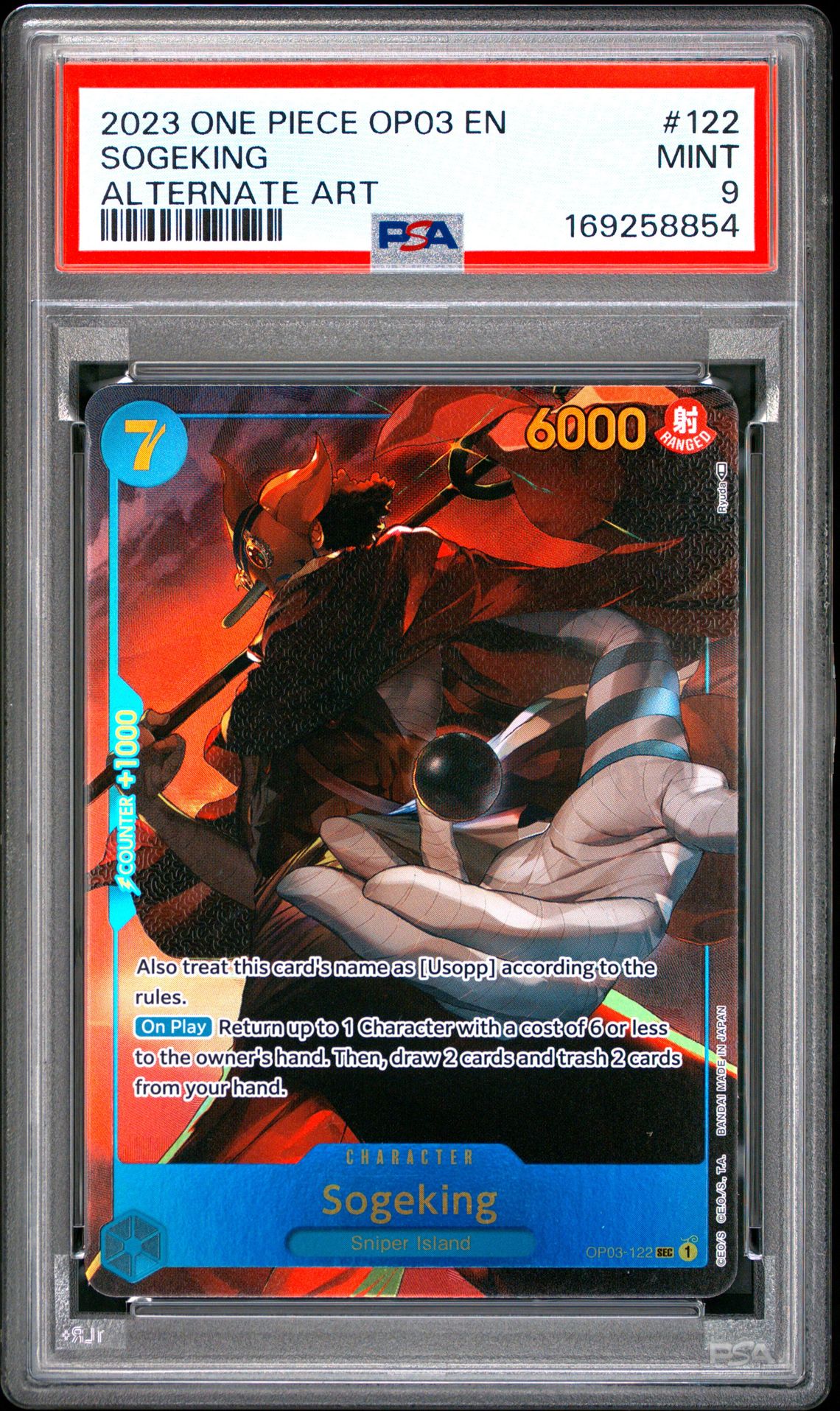 2023 One Piece Op03-Pillars Of Strength Sogeking #122 (Alternate Art) Mint 9 front