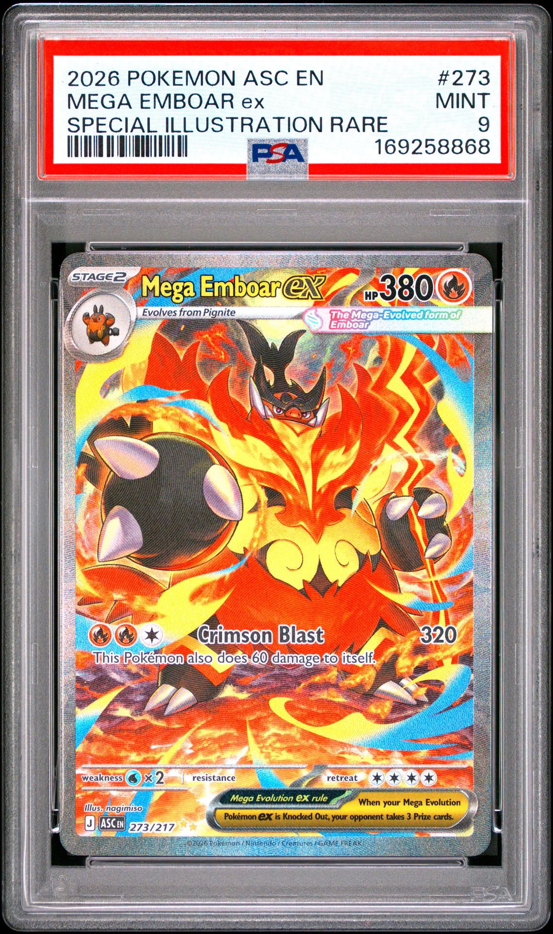 2026 Pokemon Asc En-Ascended Heroes Mega Emboar Ex #273 (Special Illustration Rare) Mint 9 front