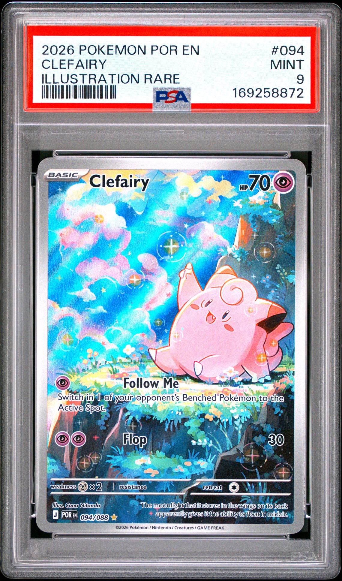 2026 Pokemon Por En-Perfect Order Clefairy #094 (Illustration Rare) Mint 9 front