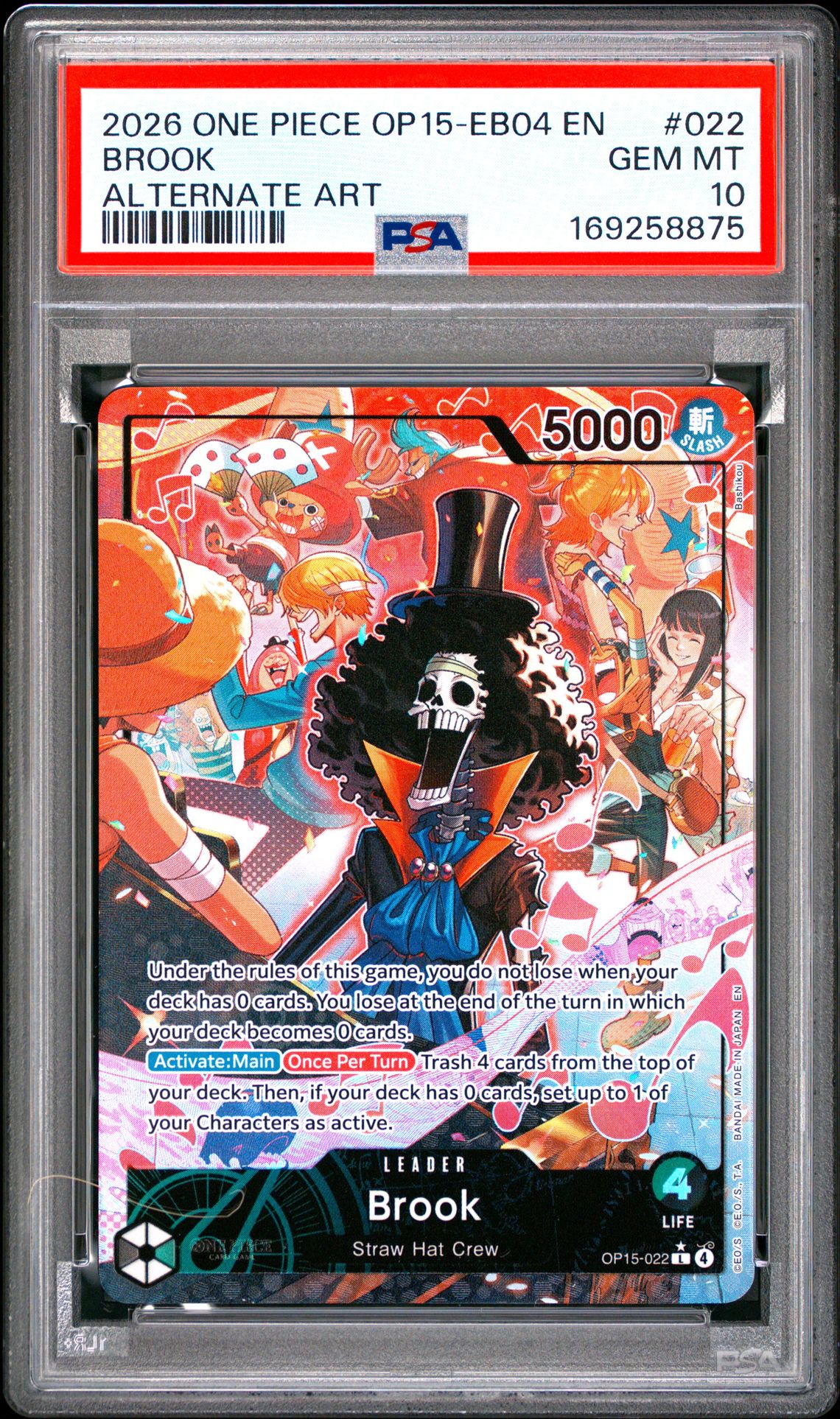 2026 One Piece Op15-Eb04-Adventure On Kami's Island Brook #022 (Alternate Art) Gem Mt 10 front