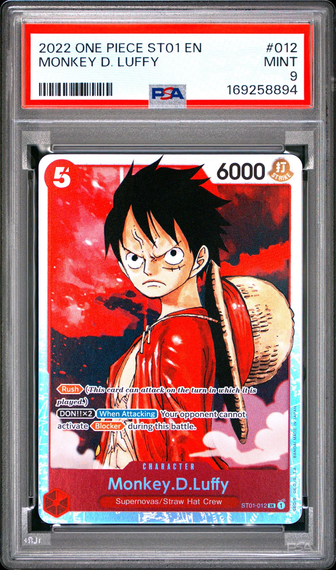 2022 One Piece Starter Deck St01-Straw Hat Crew Monkey D. Luffy #012 Mint 9 front