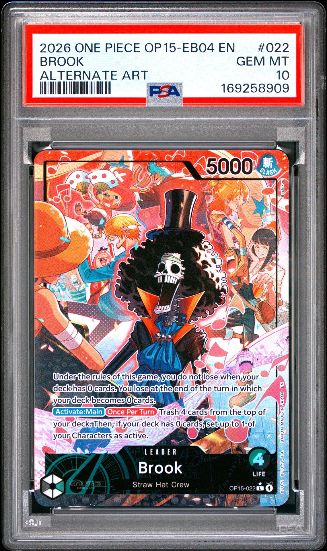 2026 One Piece Op15-Eb04-Adventure On Kami's Island Brook #022 (Alternate Art) Gem Mt 10 front