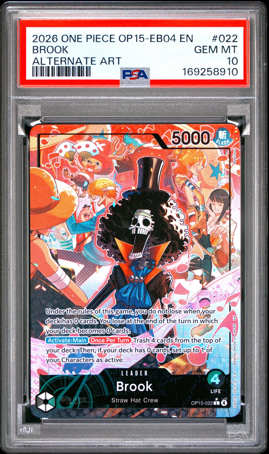 2026 One Piece Op15-Eb04-Adventure On Kami's Island Brook #022 (Alternate Art) Gem Mt 10 front