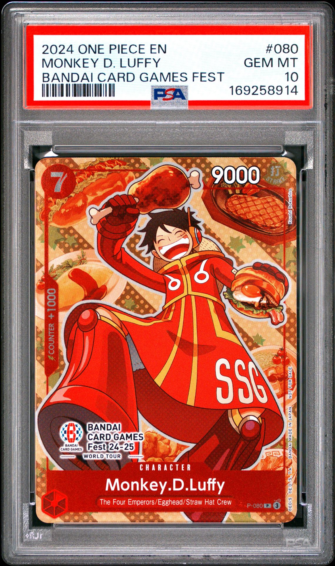 2024 One Piece Promos Monkey D. Luffy #080 (Bandai Card Games Fest) Gem Mt 10 front