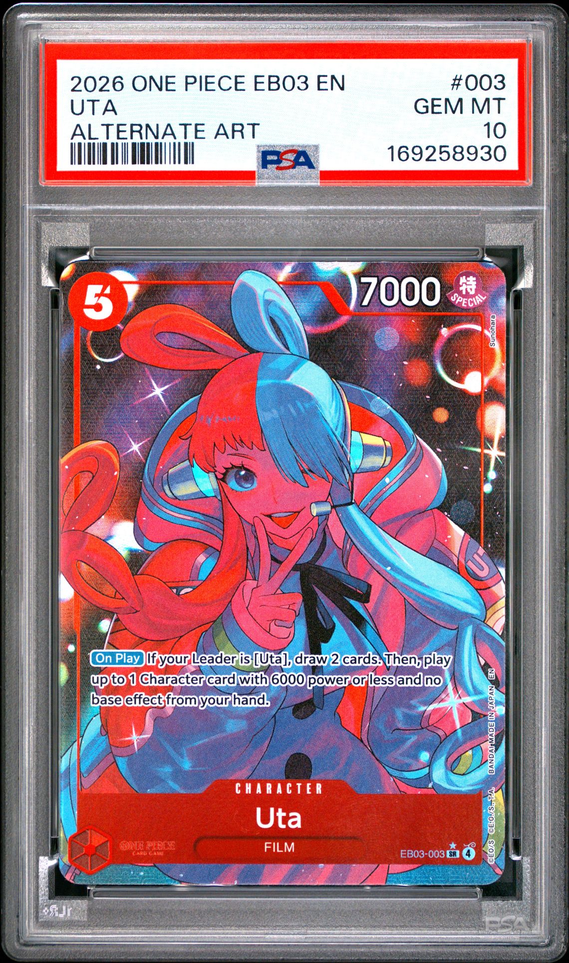 2026 One Piece Eb03-Extra Booster -One Piece Heroines Edition- Uta #003 (Alternate Art) Gem Mt 10 front