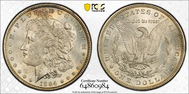 1884 $1 VAM 2A, Partial E MS63