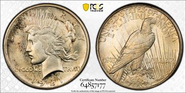 1921 $1 VAM 1H, Polishing Lines Peace MS65