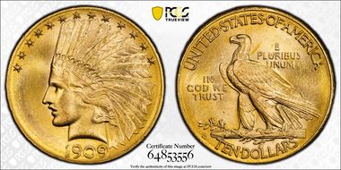 1909-D $10 MS64+ 