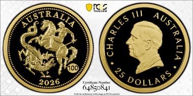 2026-P $25 Sovereign Au 100 Privy Mark First Strike PR70DCAM
