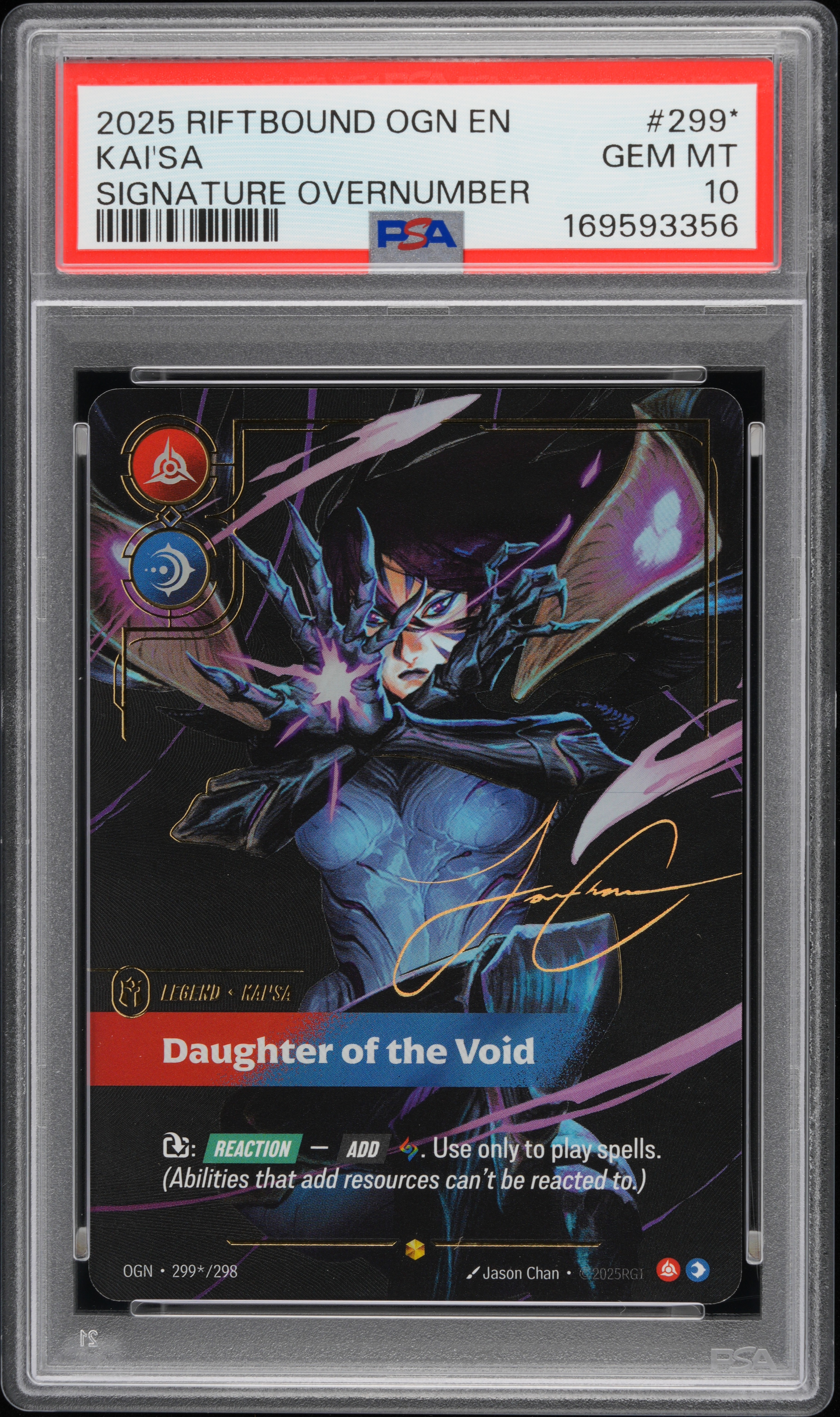 2025 #299* Kai'SA - Daughter of the Void PSA 10 Riftbound: League of Legends Ogn-Origins