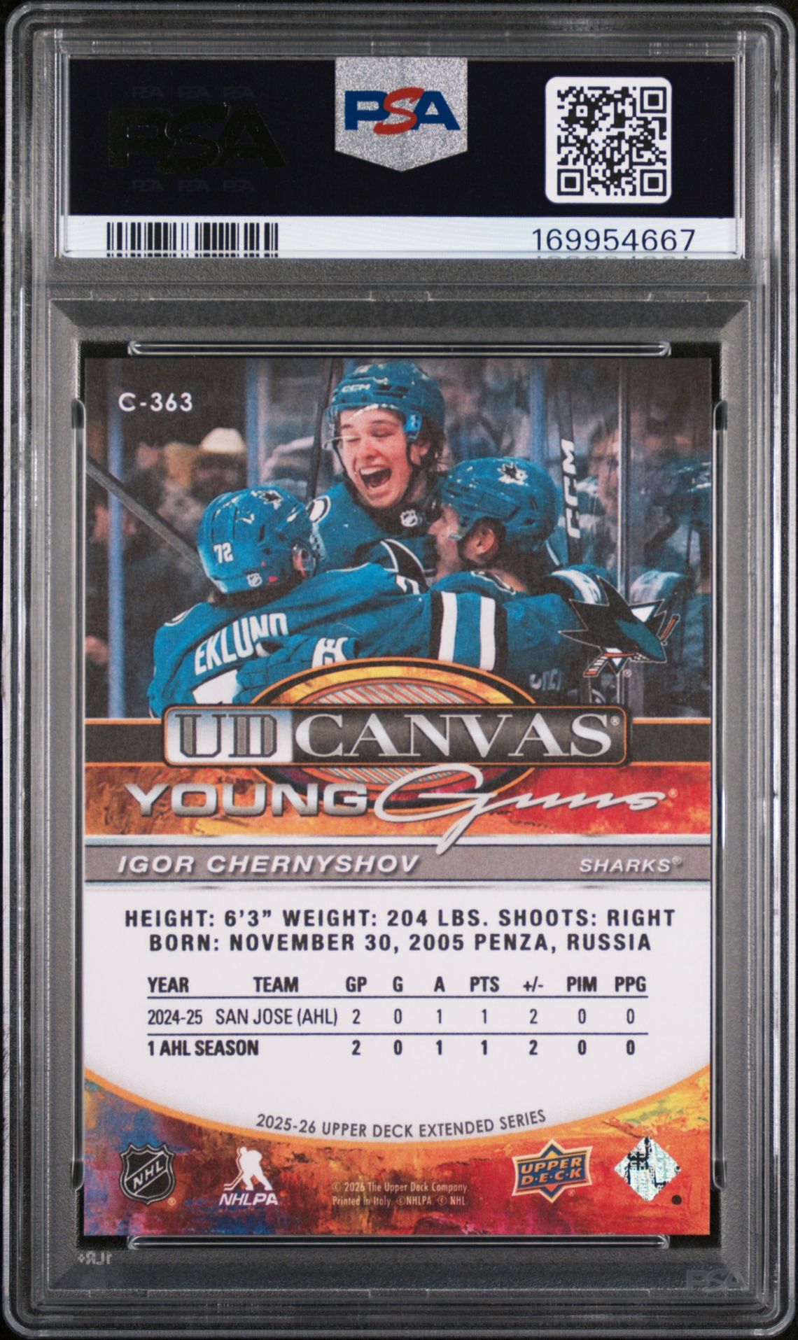 2025 UPPER DECK UD CANVAS IGOR CHERNYSHOV  C-363 GEM MT 10 back