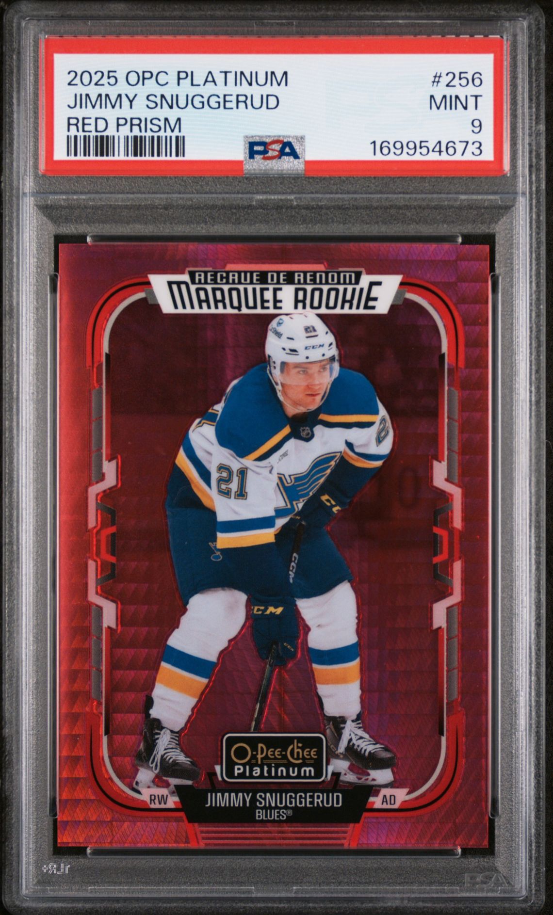 2025 Upper Deck O-Pee-Chee Platinum Jimmy Snuggerud #256 (Red Prism) Mint 9 front