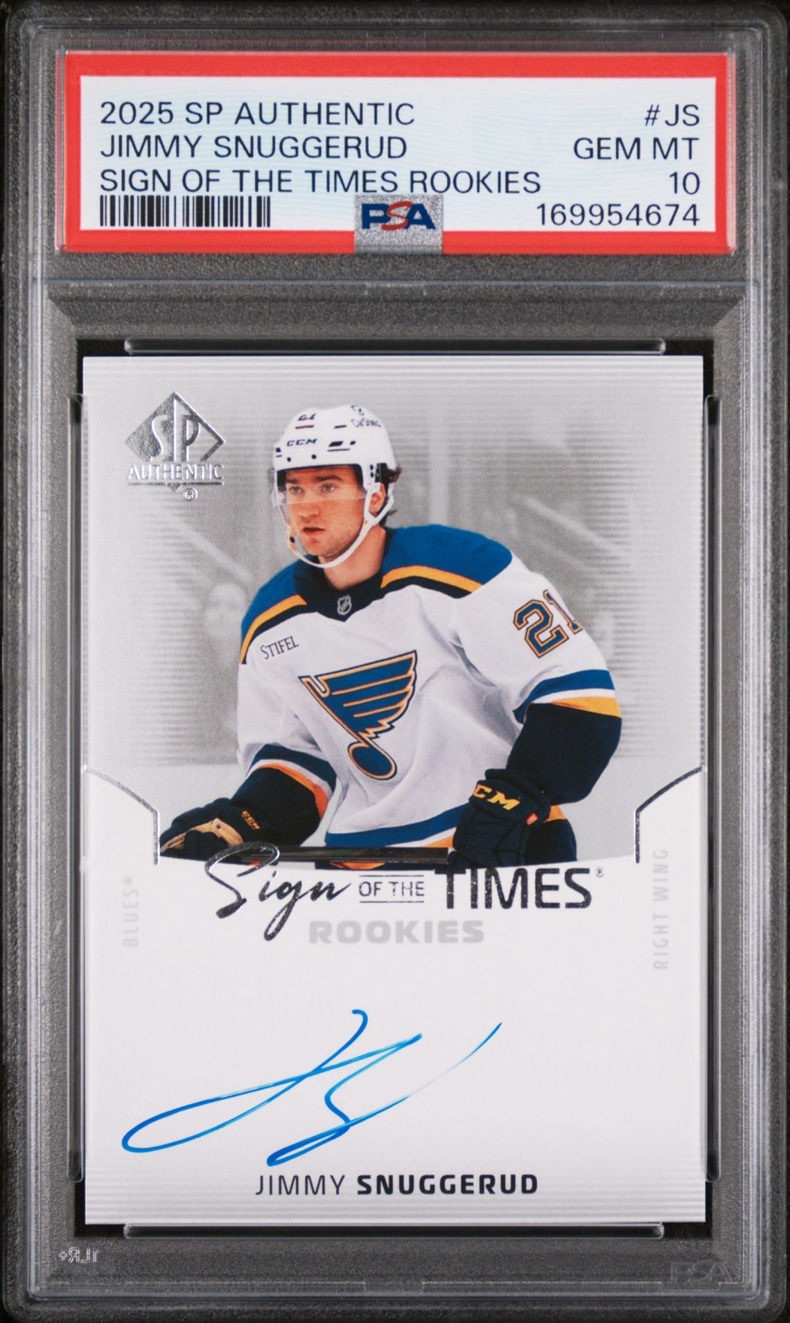 2025 Upper Deck Sp Authentic Sign Of The Times Rookies Jimmy Snuggerud #Js Gem Mt 10 front