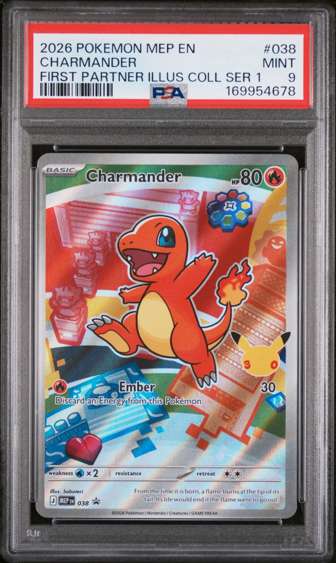 2026 Pokemon Mep En-Me Black Star Promo Charmander #038 (First Partner Illus Coll Ser 1) Mint 9 front