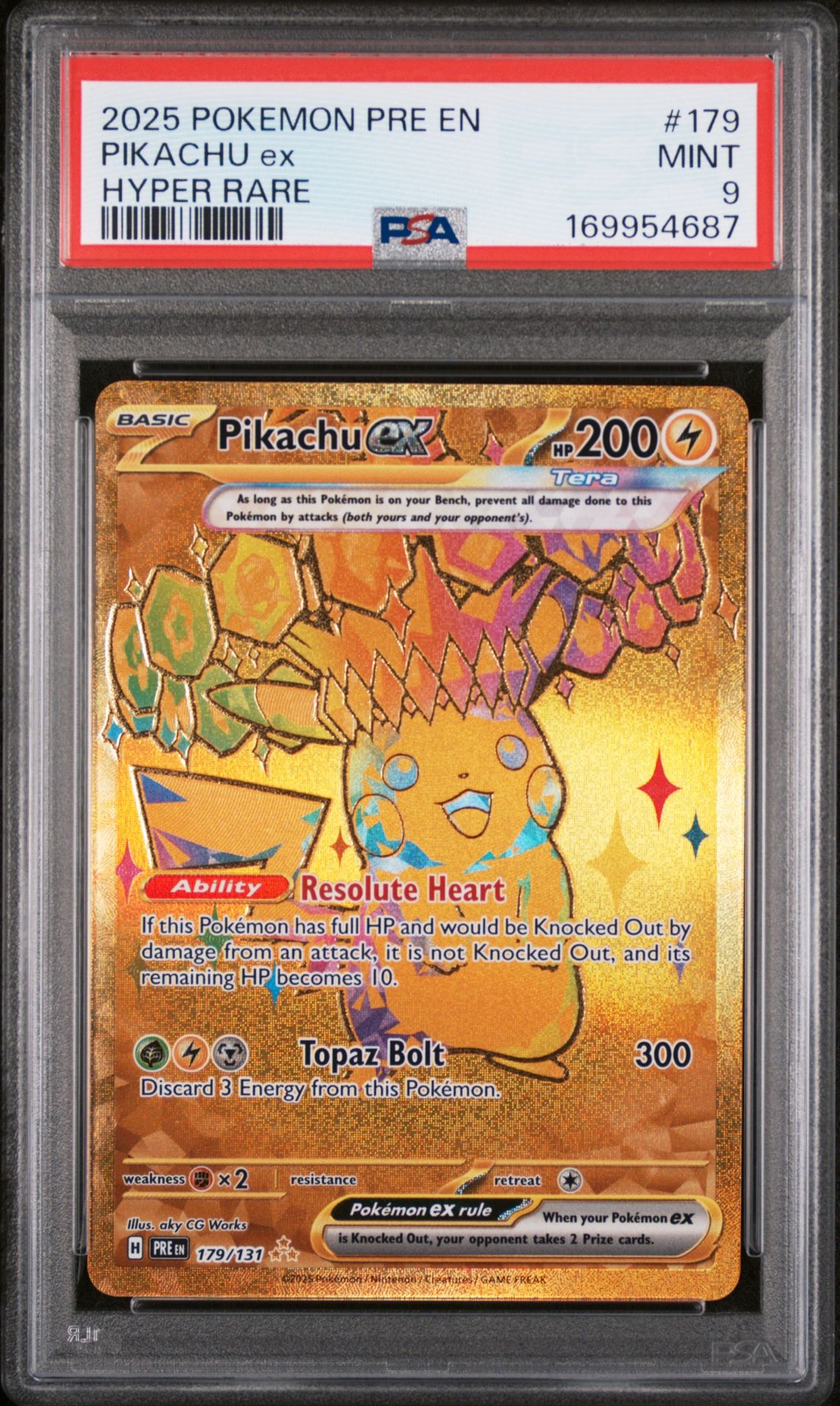 2025 Pokemon Pre En-Prismatic Evolutions Pikachu Ex #179 (Hyper Rare) Mint 9 front