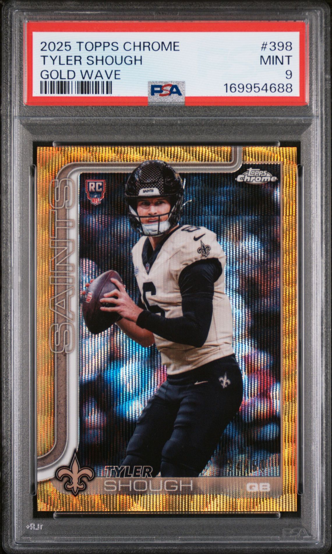 2025 Topps Chrome Tyler Shough #398 (Gold Wave) Mint 9 front